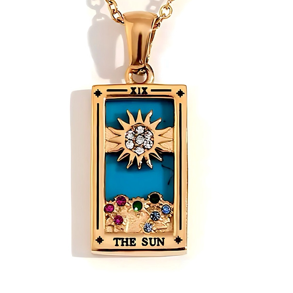 Gold Tarot Card Necklace | ‘The Sun’ 18k Gold Plated, 316L Stainless Steel